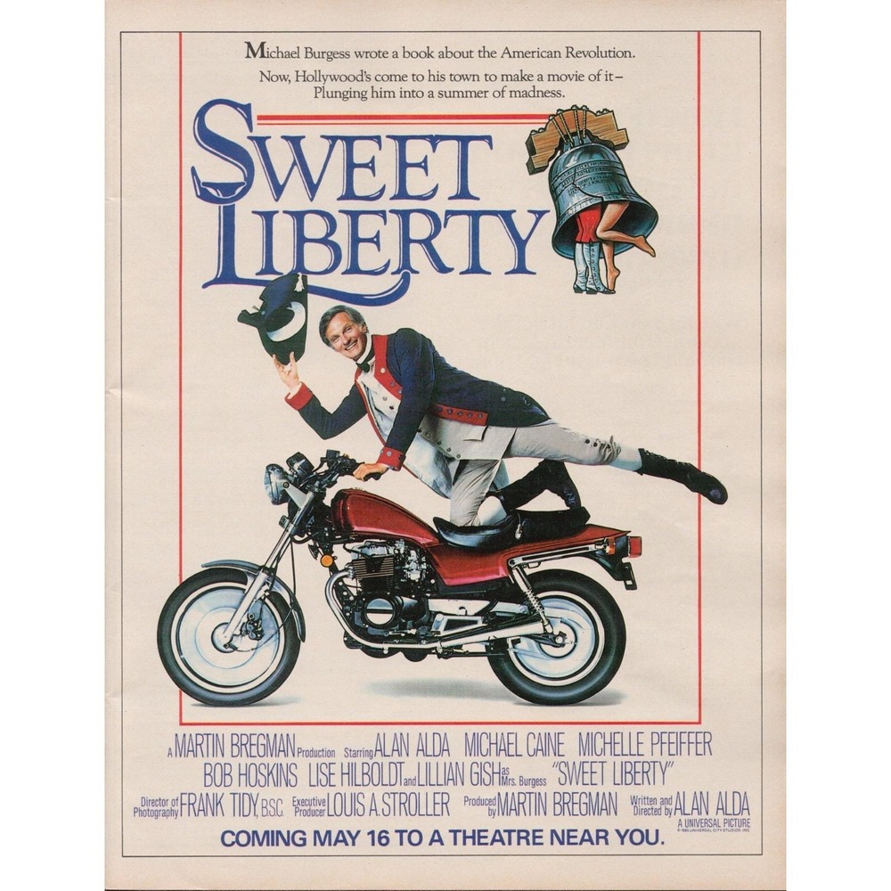 Sweet Liberty Movie Alan Alda Michael Caine Michelle Pfeiffer Print Ad 1986